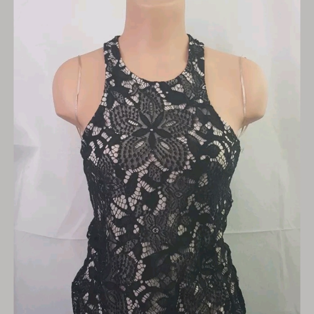 Express Women's Black Floral Lace halter dress